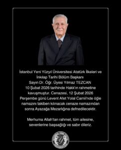 Dr. Öğr. Üyesi Yılmaz TEZCAN’ı Kaybettik